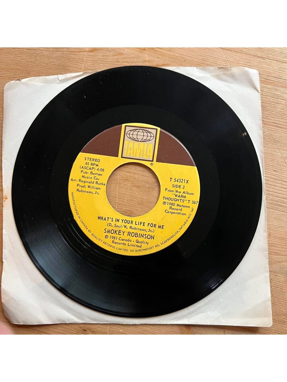 Smokey Robinson - What's in your Life for Me/Being with You 45rpm VG+ R10